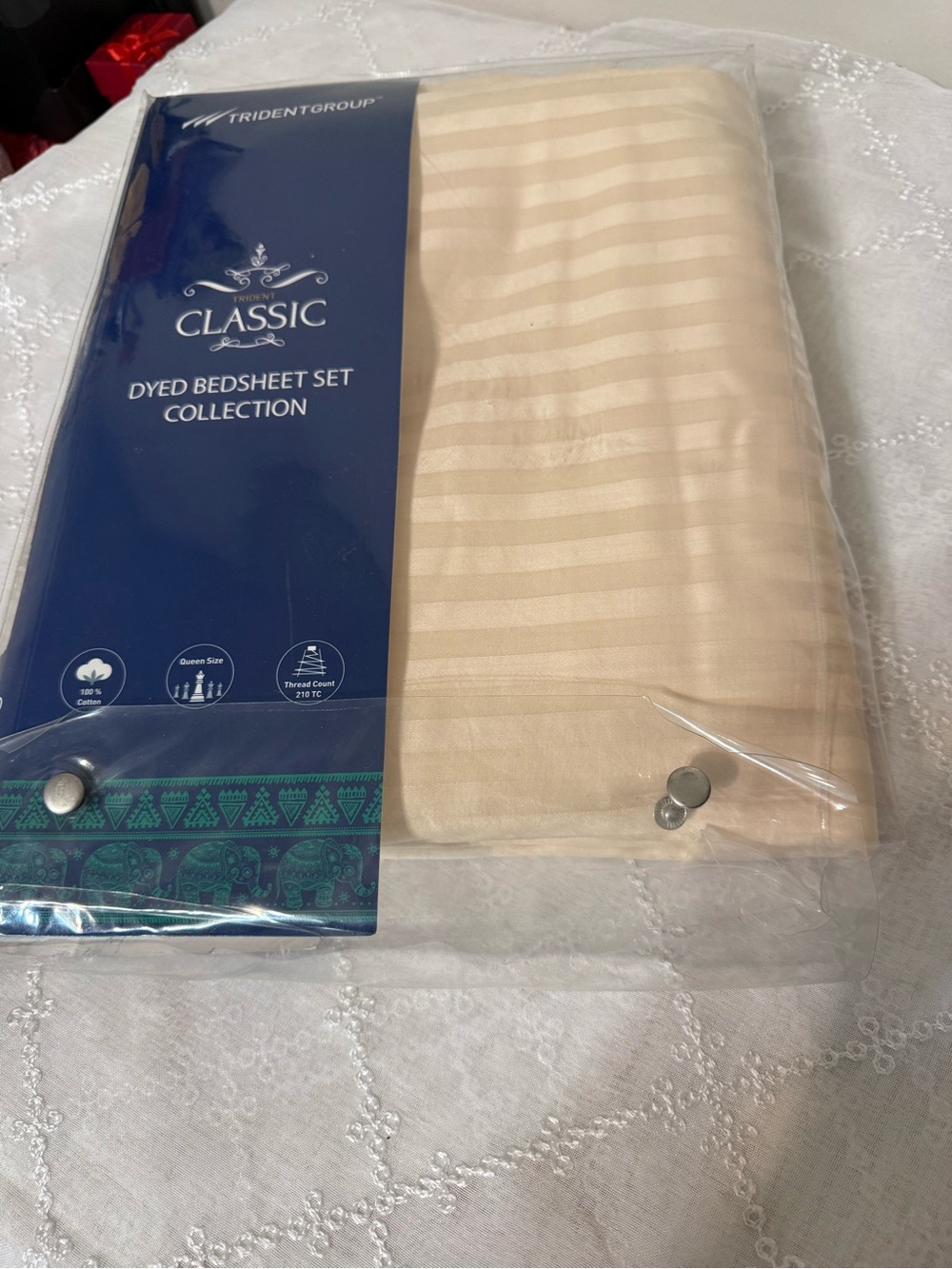 Classic Neutral Stripe Dyed Bedsheet Set - Beige